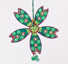 Handmade Wooden Flower Christmas Hanging for Home Decor - Green, Black, Red, Blue